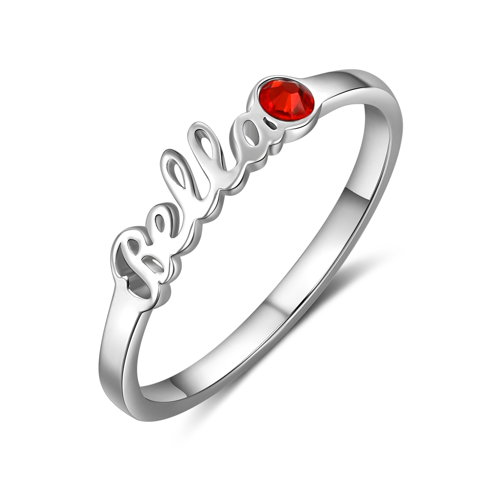 Personalised Birthstone Ring Custom 1 Name Ring Best Gift For Women