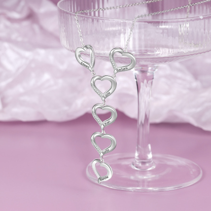 Personalised 6 Hearts Necklaces Custom 6 Family Names Necklaces Gift For Mother-Jessemade AU