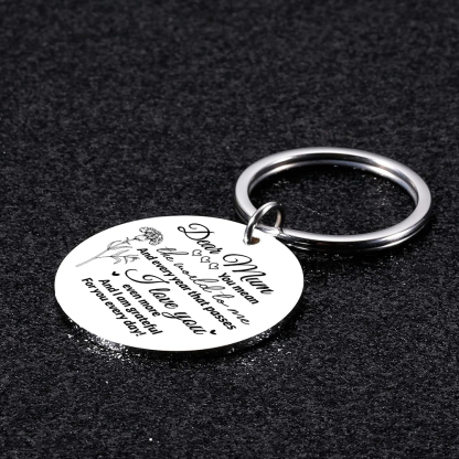 Personalised Text Keychain Circle Pendant Carnation Keychain Gift for Mum/Mom - You Mean The World To Me -Jessemade AU
