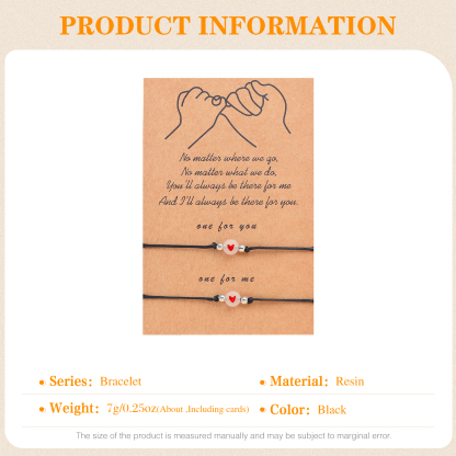 Bracelet for Women Dainty Teen Resin Heart Bracelet Size Adjustable for Girls-Jessemade AU