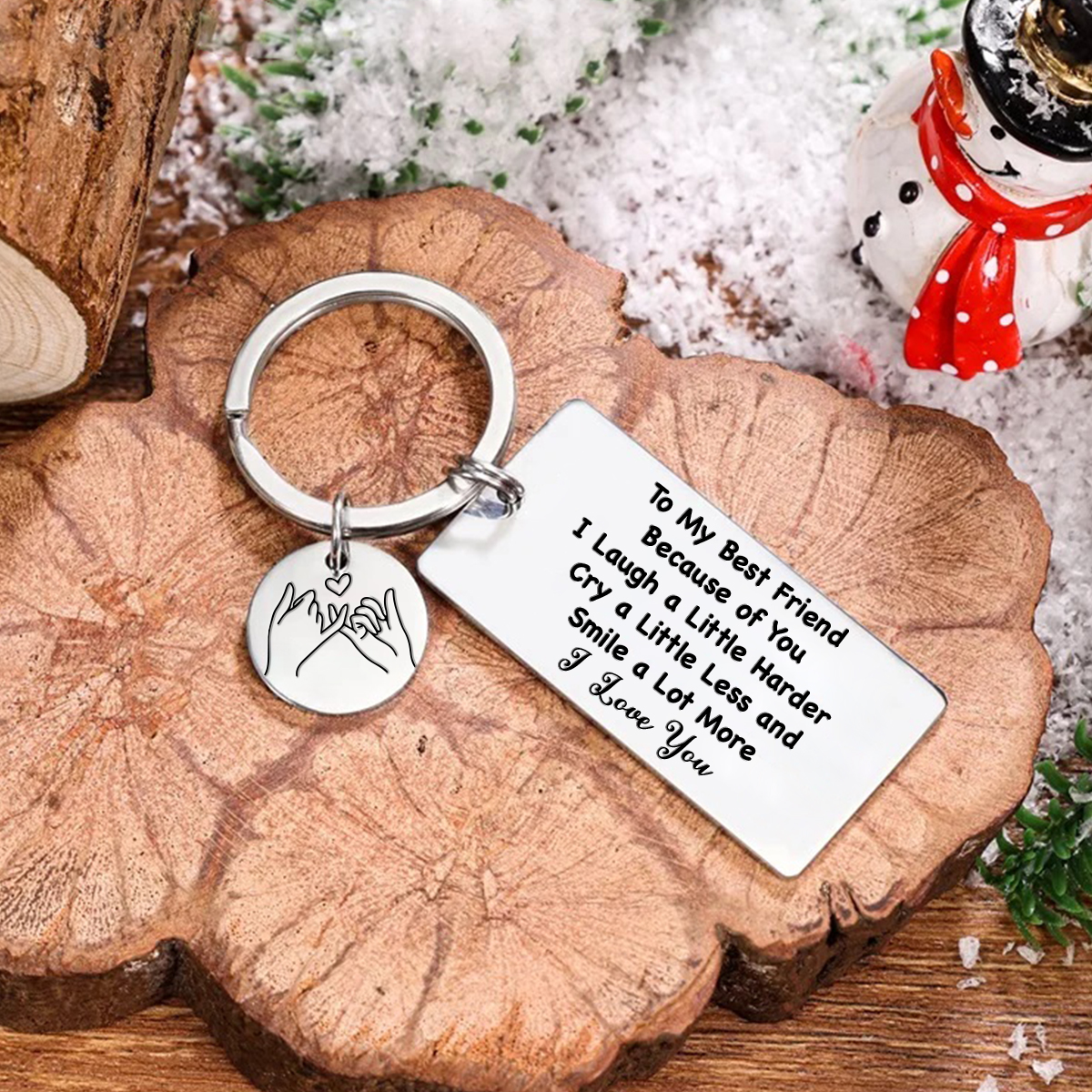 To My Best Friend Keychain Pinky Swear Keyring "Because Of You, I Laugh A Little Harder" Gift For Sister/Bestie-Jessemade AU