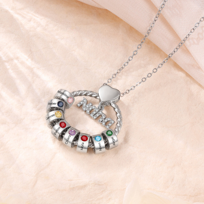 8 Names - Personalised Nana Necklace Custom Names & Birthstones Circle Pendant Necklace Gift for Grandma Nana-Jessemade AU