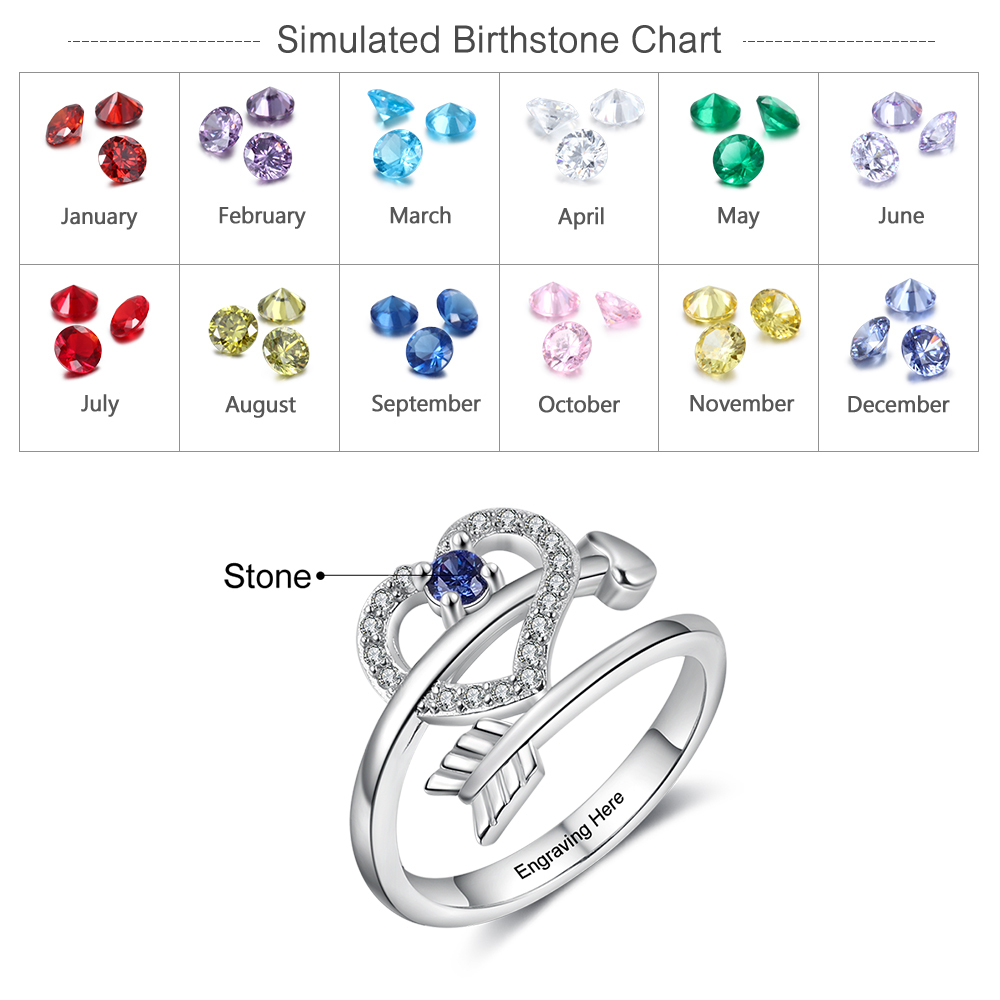 1 birthstone Heart Customised For Mom-Jessemade AU