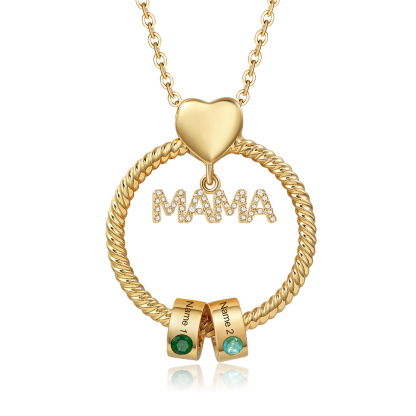2 Names - Personalised Mama Circle Pendant Necklace Custom Names & Birthstones Necklace Mother's Day Gifts-Jessemade AU