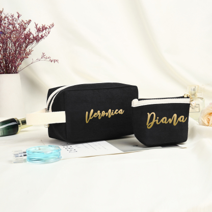 A Set Personalised Name Cosmetic Bag Custom Makeup Bag Zipper Storage Bag Gifts for Ladies Girls-Jessemade AU