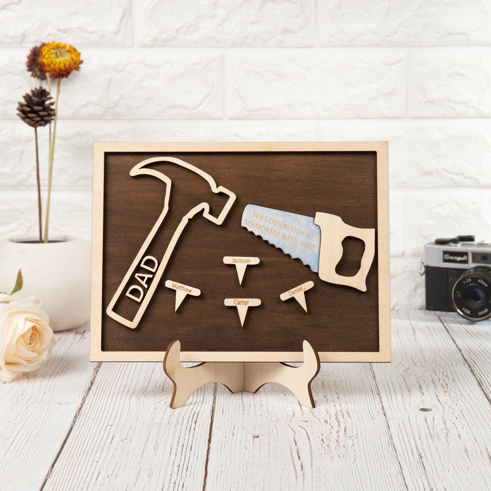Dad Tool Set Wood Signs Custom 4 Names Father’s Day Handyman Construction Dad Sign-Jessemade AU
