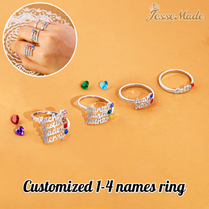 Personalised Birthstone Ring Custom 2 Names Ring Best Gift For Women-Jessemade AU