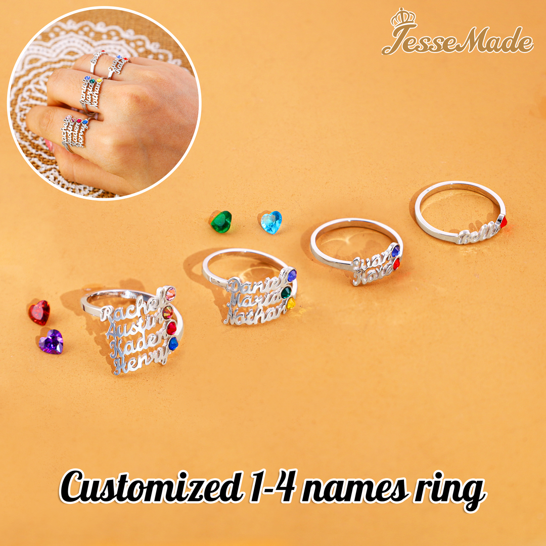 Personalised Birthstone Ring Custom 1 Name Ring Best Gift For Women-Jessemade AU
