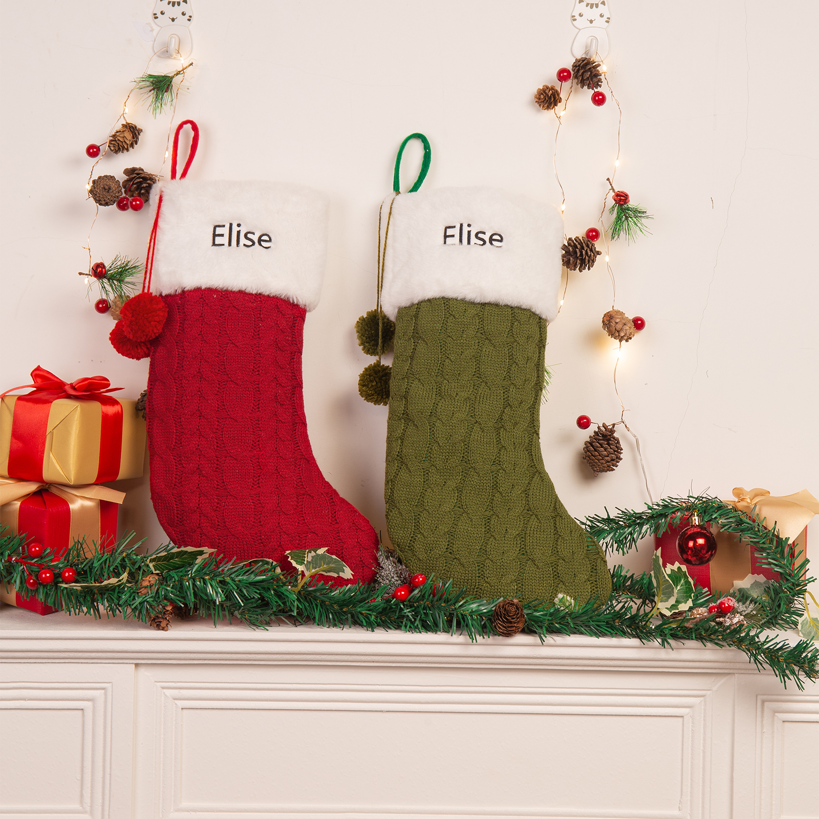 Personalised Christmas Fireplace Decor Customised 1 Name Christmas Stocking Gift for Family and Friends-Jessemade AU