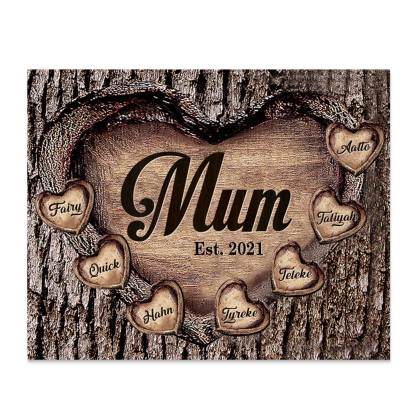 7 Names - Personalised Mum Wooden Plaque Custom Date & Names Home Decoration Hearts Gift for Mother-Jessemade AU