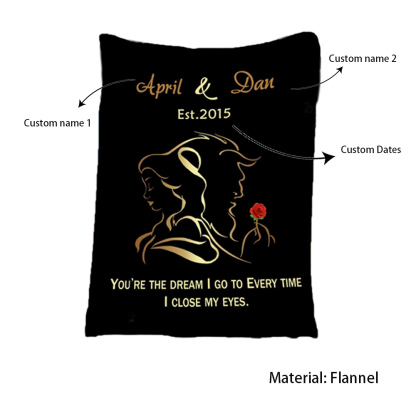 Personalised Couple Blanket Engrave Photo Sweet Gift "You're the dream I go to every time I close my eyes"-Jessemade AU