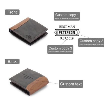 Personalised Leather Wallet Engraved Name Short Purse Custom Folding Wallet Gifts For Him-Jessemade AU