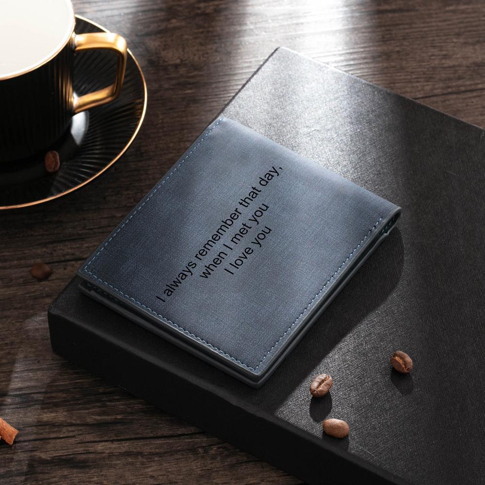 Personalised Leather Wallet Engraved Photo Short Purse Gifts For Men-Jessemade AU