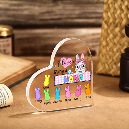 8 Names - Personalised Acrylic Heart Keepsake Custom Names Bunny Ornaments Gifts for Grandma/Mother-Jessemade AU