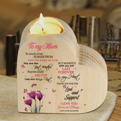 To My Mum-Wooden Heart Candle Holder Flower Candlesticks "last forever in my heart" Gifts For Mother-Jessemade AU