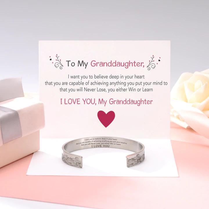 To My Granddaughter Cuff Bangle Bracelet  "I want you to believe deep in your heart"-Jessemade AU