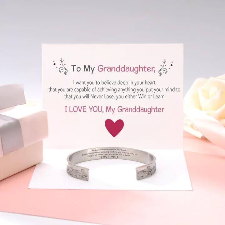 To My Granddaughter Cuff Bangle Bracelet  "I want you to believe deep in your heart"-Jessemade AU