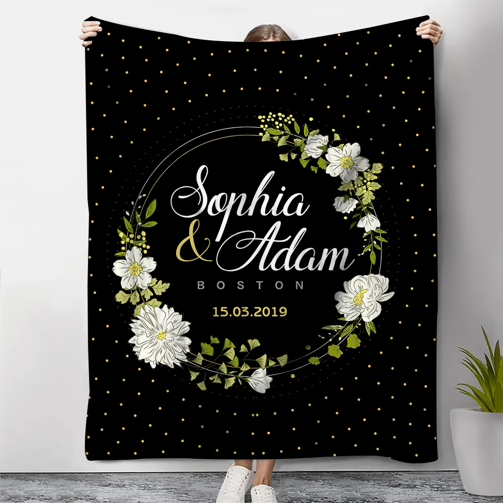 Personalised Couple Blanket Customised 2 Names & Date Blanket Valentine's Day Gift for Him/Her-Jessemade AU