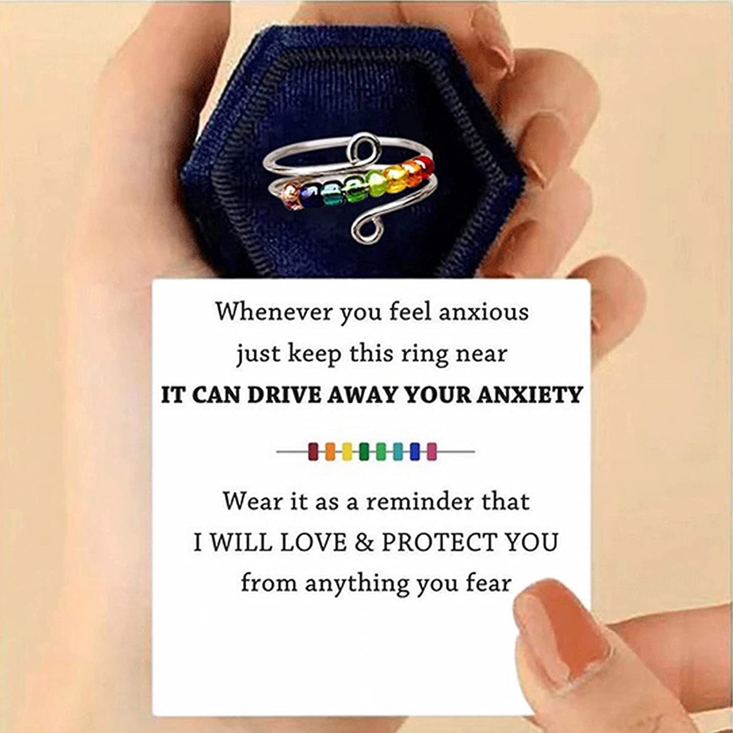 To My Daughter - Drive Away Your Anxiety Layer Coloured Beads Fidget Ring Gifts For Daughter-Jessemade AU