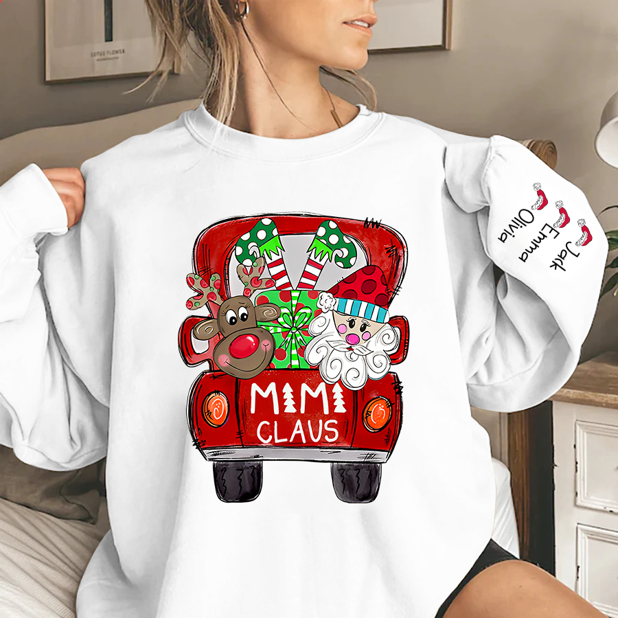 1 Name - Personalised Christmas Sweatshirt Custom Name & Text Sweatshirt Mimi Claus Sweatshirt Gift for Family -Jessemade AU