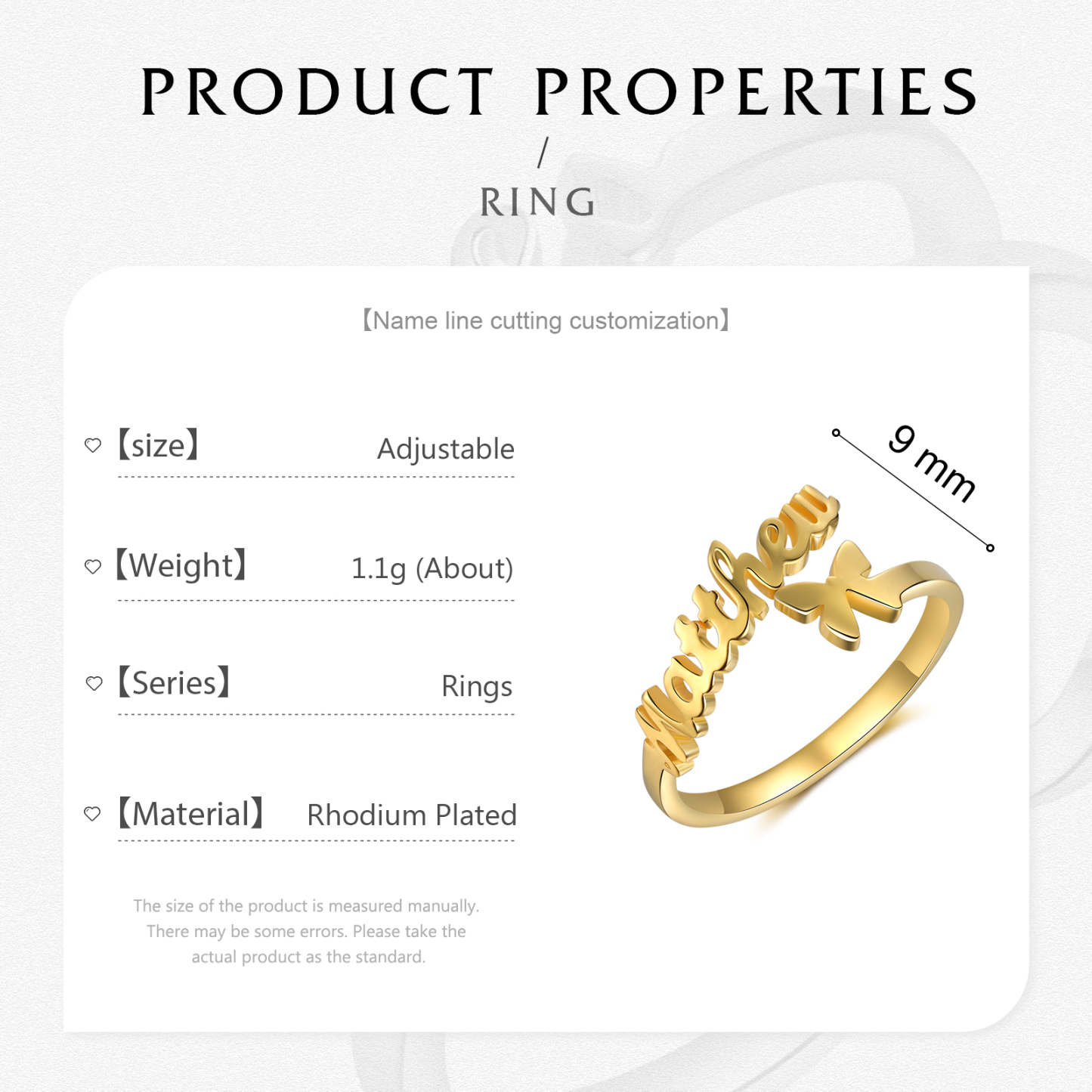 Personalised Butterfly Ring Custom 1 Names Best Gift For Women-Jessemade AU