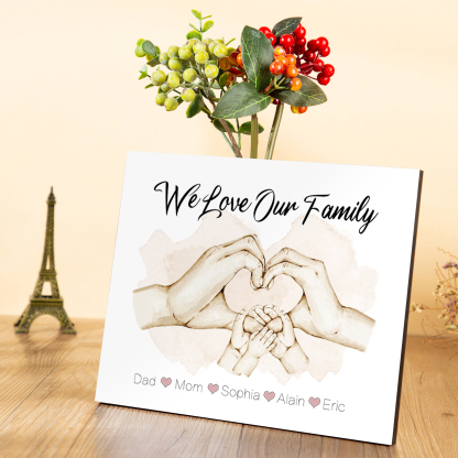 Personalised Heart Holding Hands Picture Board Custom 5 Names Family Keepsake Wood Signs Photo Frame-Jessemade AU