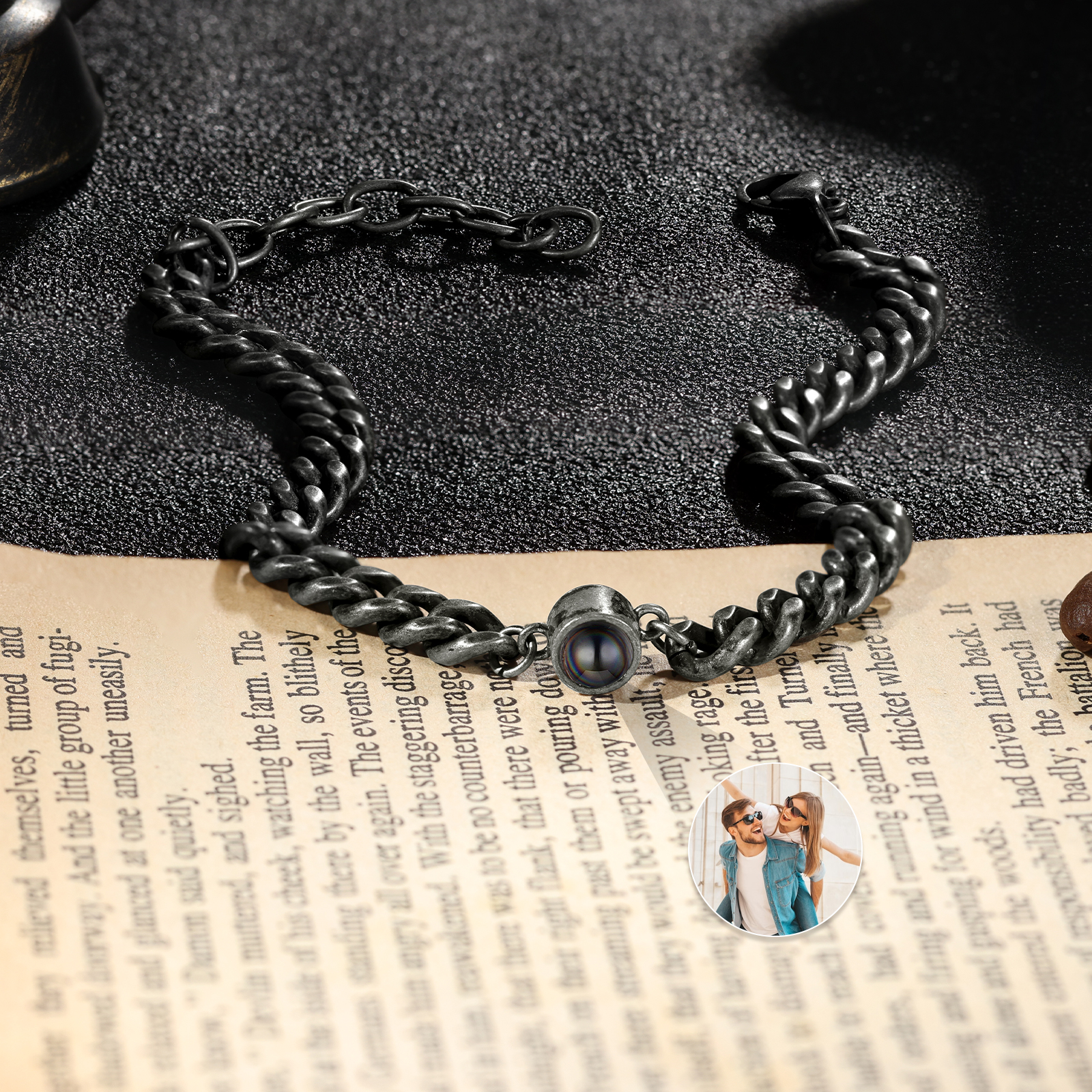 Men's Vintage Bracelet Personalised Projection Bracelet Customised Photo Bracelet Adjustable Bracelet Creative Gift for Him-Jessemade AU