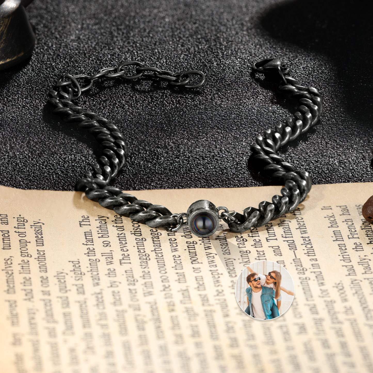 Men's Vintage Bracelet Personalised Projection Bracelet Customised Photo Bracelet Adjustable Bracelet Creative Gift for Him-Jessemade AU