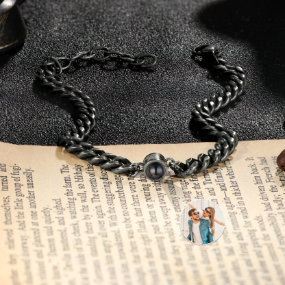 Men's Vintage Bracelet Personalised Projection Bracelet Customised Photo Bracelet Adjustable Bracelet Creative Gift for Him-Jessemade AU