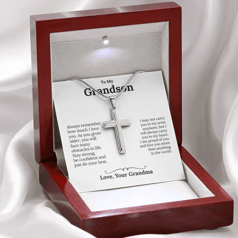 Confirmation Gift To My Grandson Cross Necklace "I'm proud of you“ Inspirational Gifts for grandson-Jessemade AU