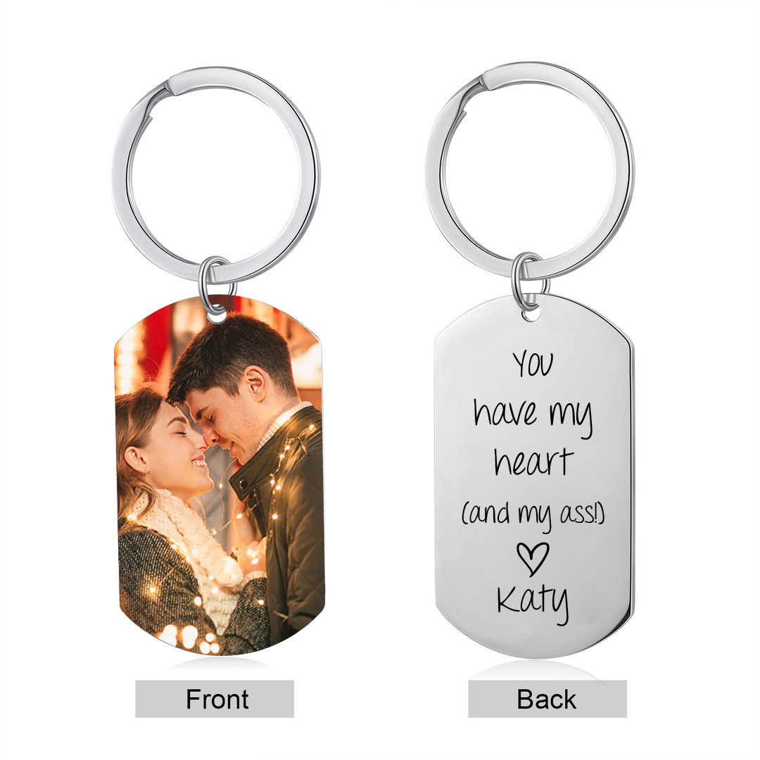 Personalised Photo & Name Keychain Stainless Steel Keyring "You Have My Heart" Gift for Couples-Jessemade AU
