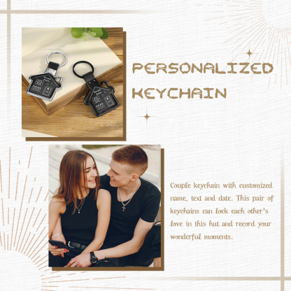 2 PCS Couple Keychain Set Custom 4 Letters & 2 Texts Keyring Family Keychain Valentine's Day Special Gift for Him/Her-Jessemade AU