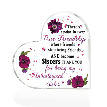 Acrylic Heart Keepsake Violets Ornament "Thank You For Being My Unbiological Sister" Gift For Sisters/Besties/Friends-Jessemade AU