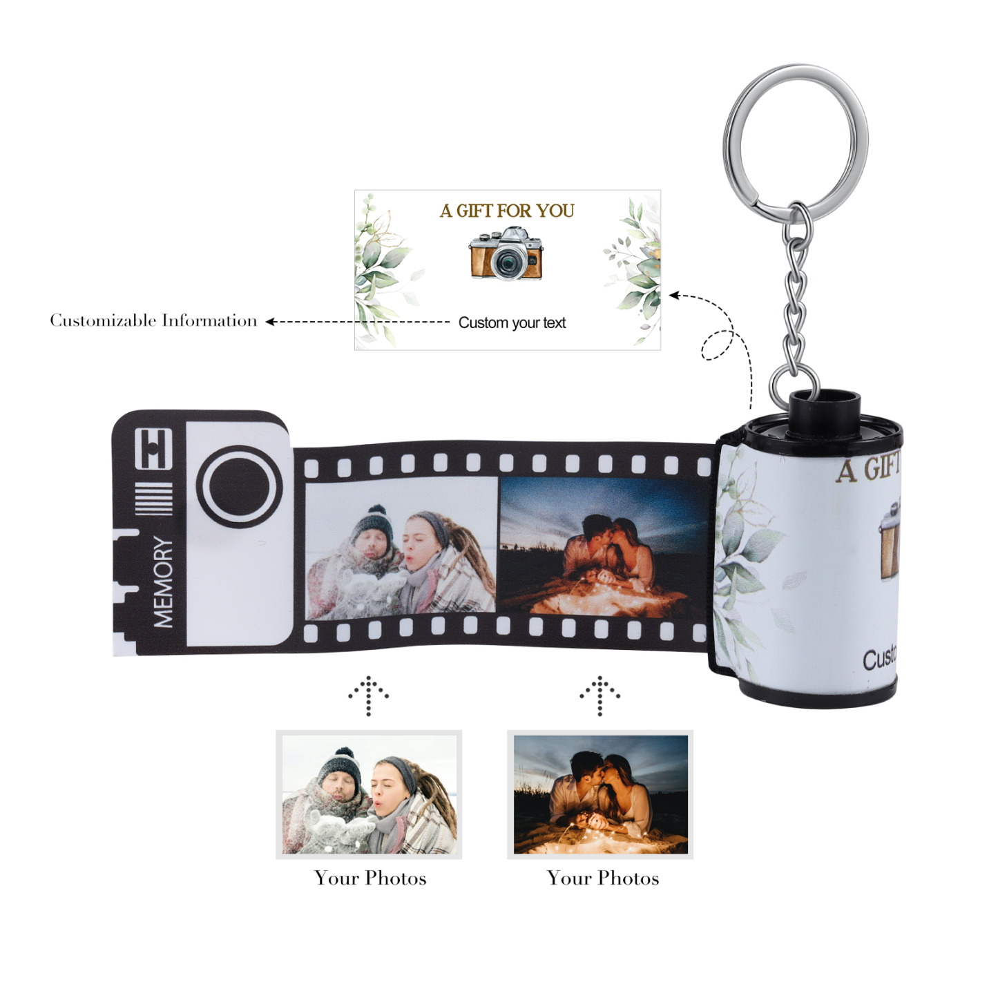Personalised Camera Roll Keychain Customised 20 Photos Keyring Gifts for Him/Her-Jessemade AU