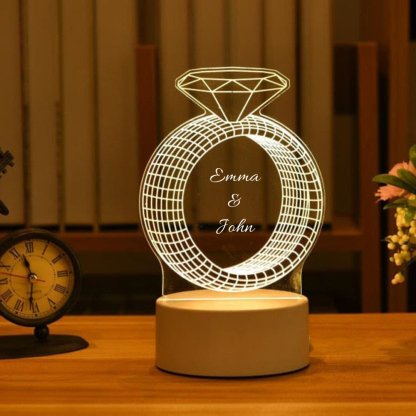 Custom 3D Promise Ring Night Light With Name LED Lamp Gifts For Couple-Jessemade AU
