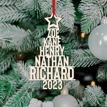 5 Names - Personalised Christmas Tree Ornaments Customised Name Xmas Wooden Decor Gifts for Family Friends-Jessemade AU