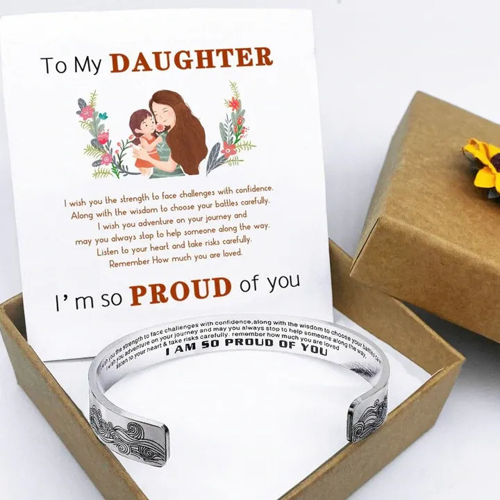 Remember How much you are loved, Cuff Bangle Bracelet Gifts For Daughter-Jessemade AU