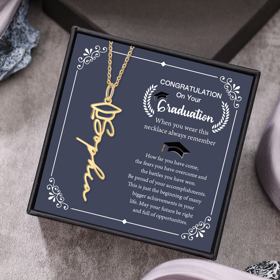 Personalised Graduation Necklace Custom 1 Name Bachelor's Cap Pendant Necklace-Jessemade AU