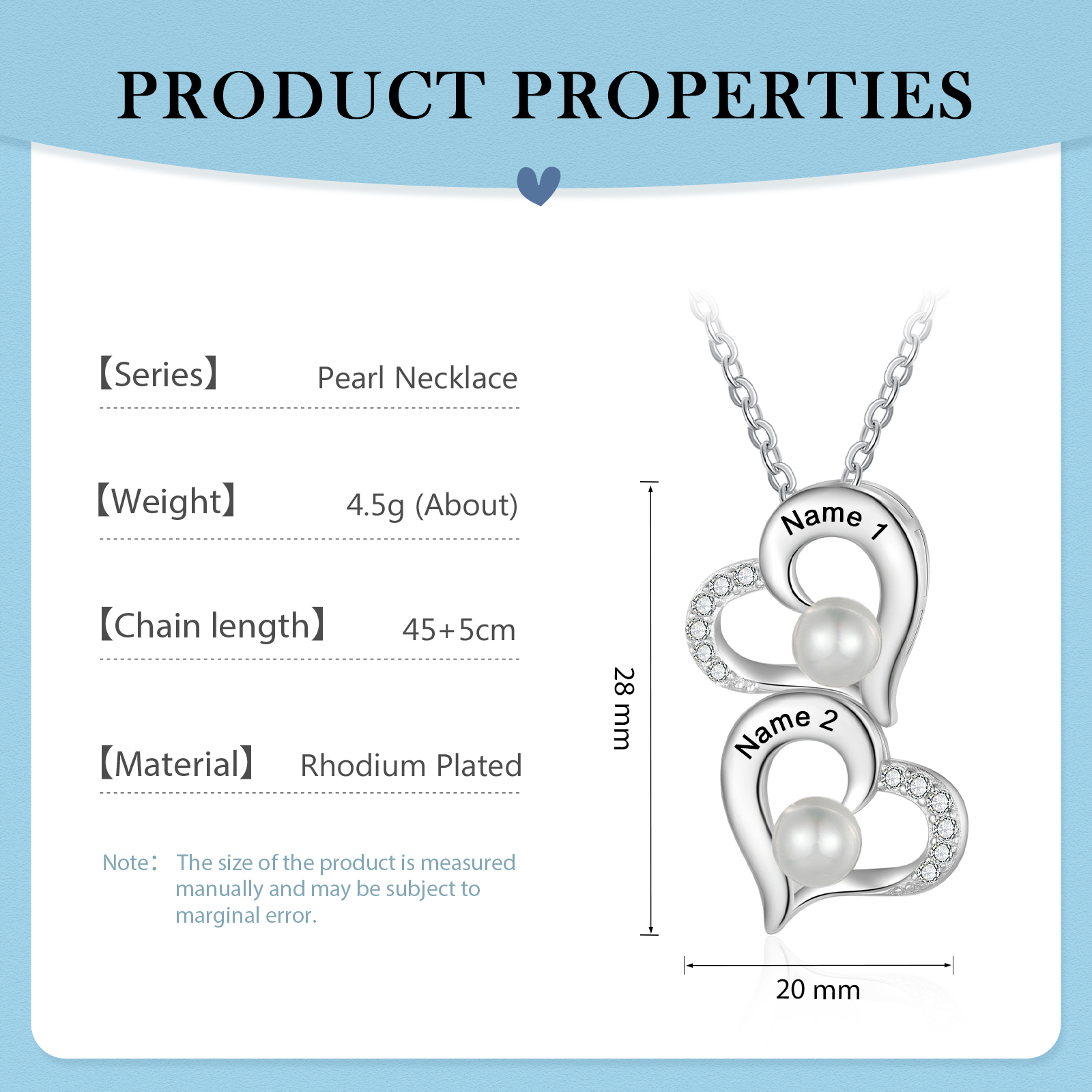 Custom Heart Necklace Engrave 2 Names Family Necklace-Jessemade AU