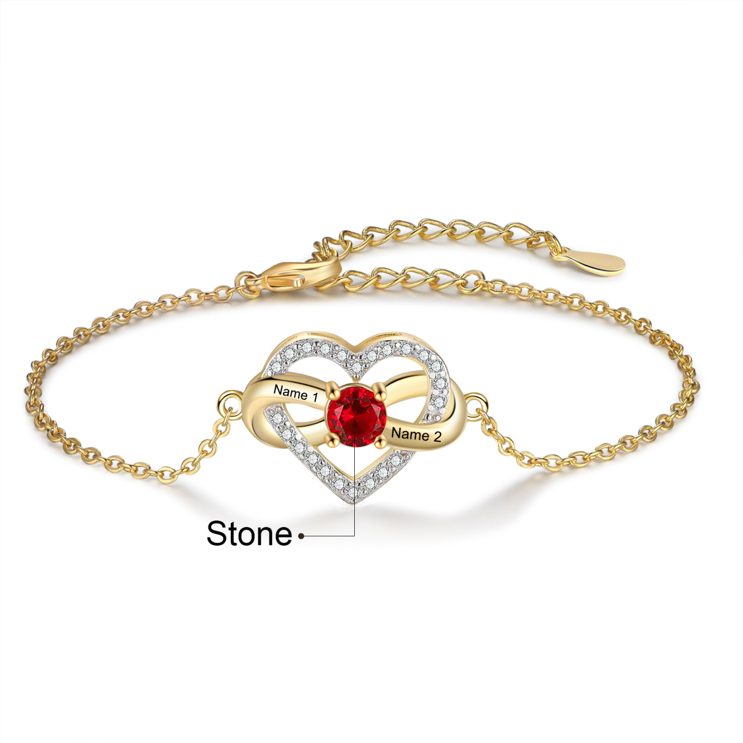 Personalised Birthstone Bracelet Women's Heart Bracelet Infinity Bracelet Adjustable Bracelet Birthday Gift for Women Girls-Jessemade AU