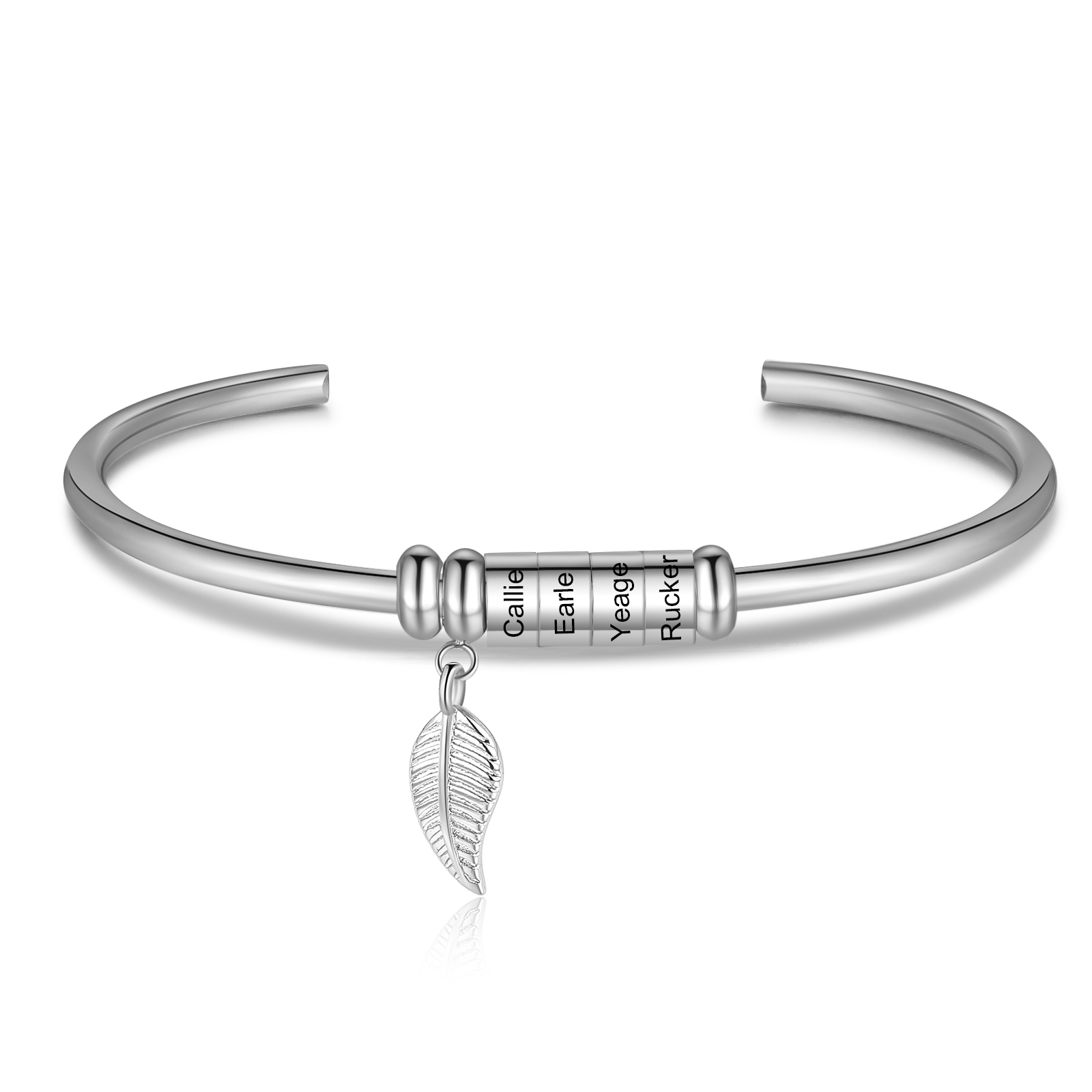 4 Beads Bracelet with a leaf