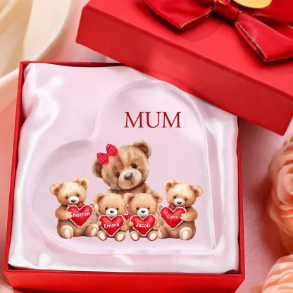Personalised Acrylic Heart Keepsake Custom 2–9 Names Teddy Bear Ornaments Gifts for Grandma/Mum-Jessemade AU