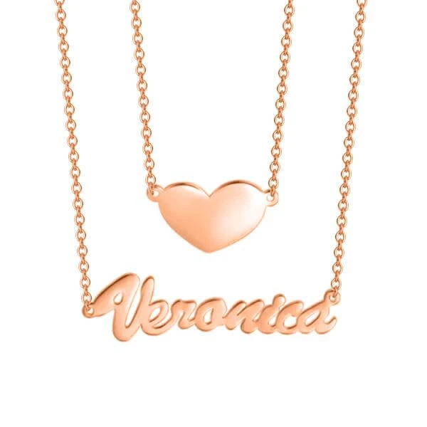 2 layered Name Neckace With Heart-Jessemade AU