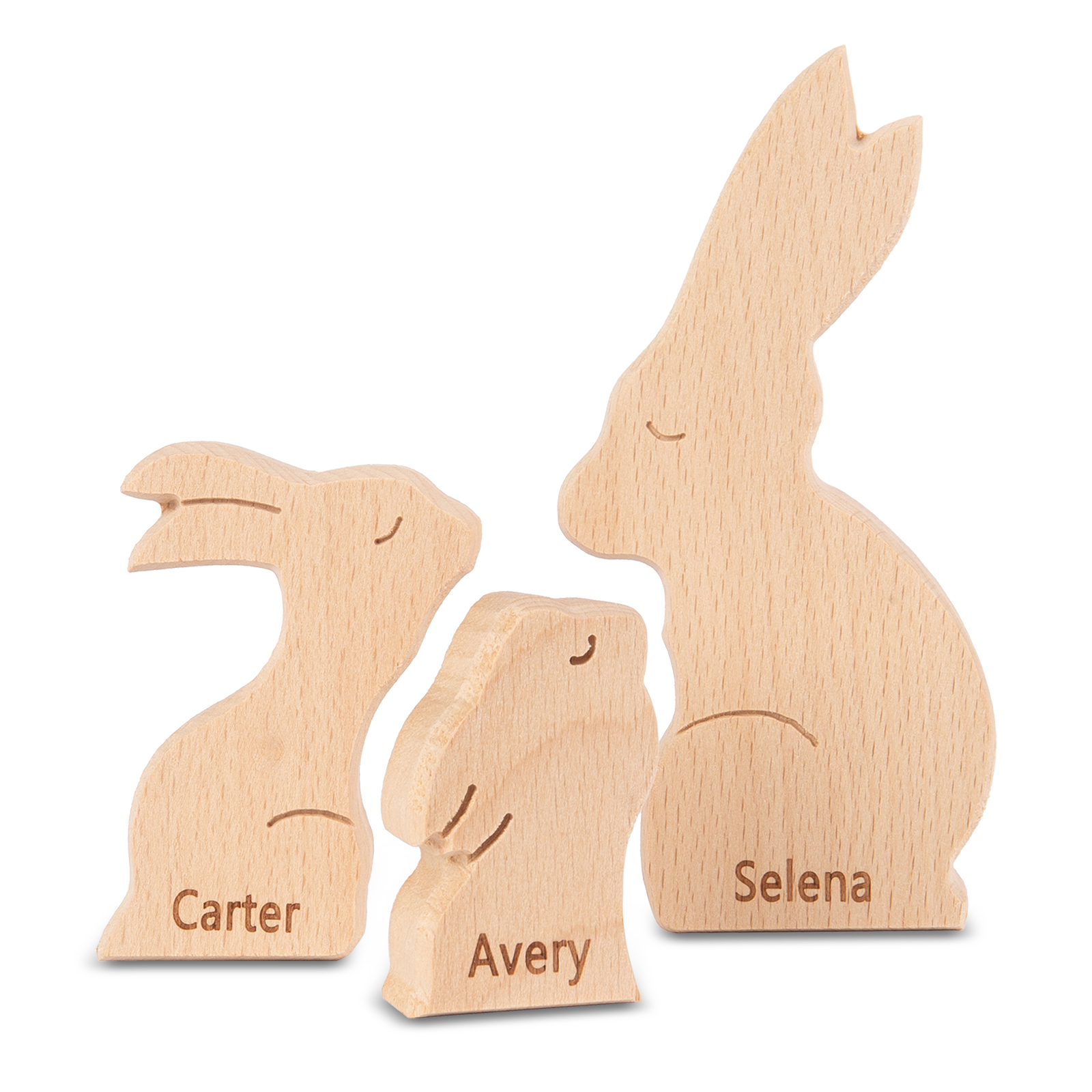 Personalised Wooden Animal Puzzle Custom 3 Names Puzzle Whale Bear Rabbit Hug Ornament Gifts for Family-Jessemade AU