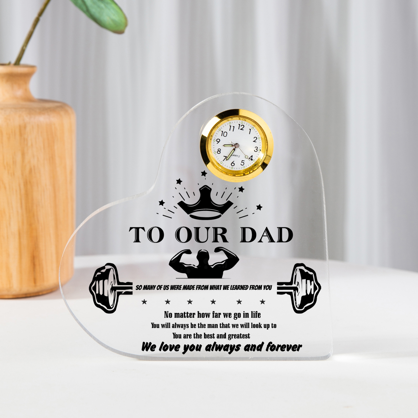 To Our Dad Acrylic Heart Clock Keepsake Heart Sign - You are the best and greatest-Jessemade AU