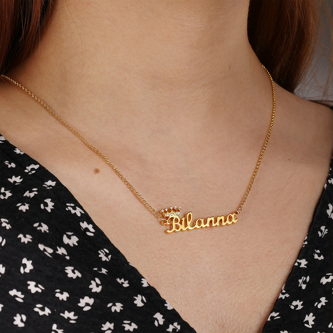 Personalised Crown Necklace Custom 1 Name Necklace Gift For Women-Jessemade AU