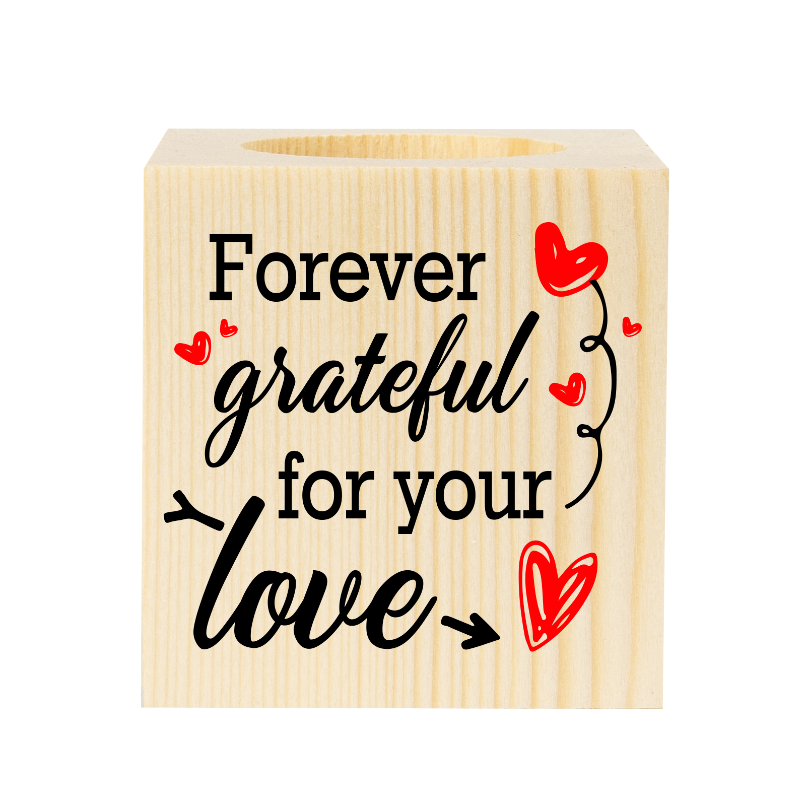 Block Candle Holder Forever Grateful For Your Love Wooden Candlesticks-Jessemade AU