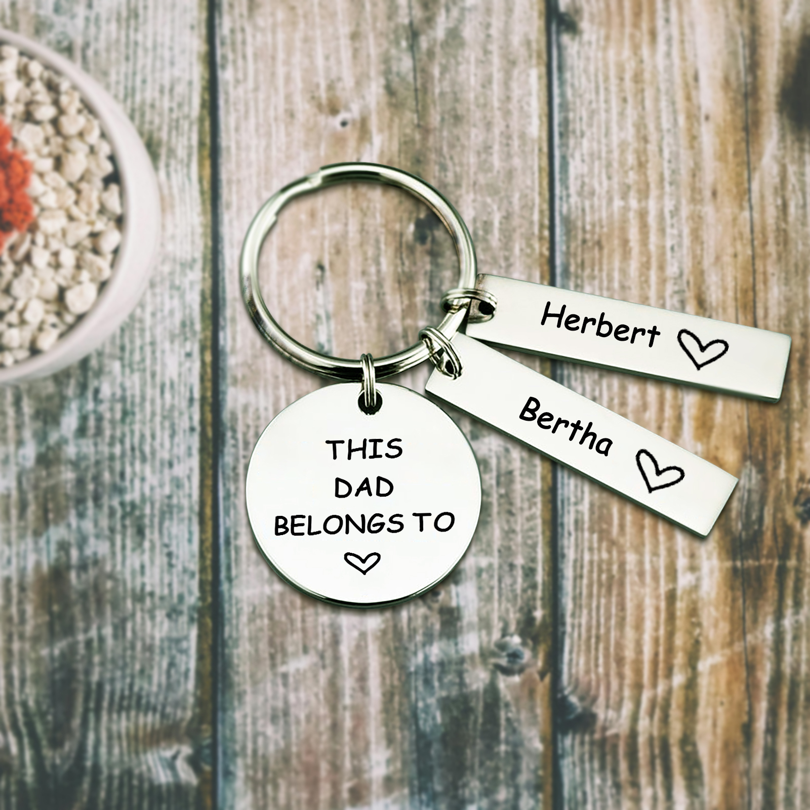 2 Names - Personalised Name Keychain Stainless Steel Keychain Special Gift for Mummy/Dad-Jessemade AU