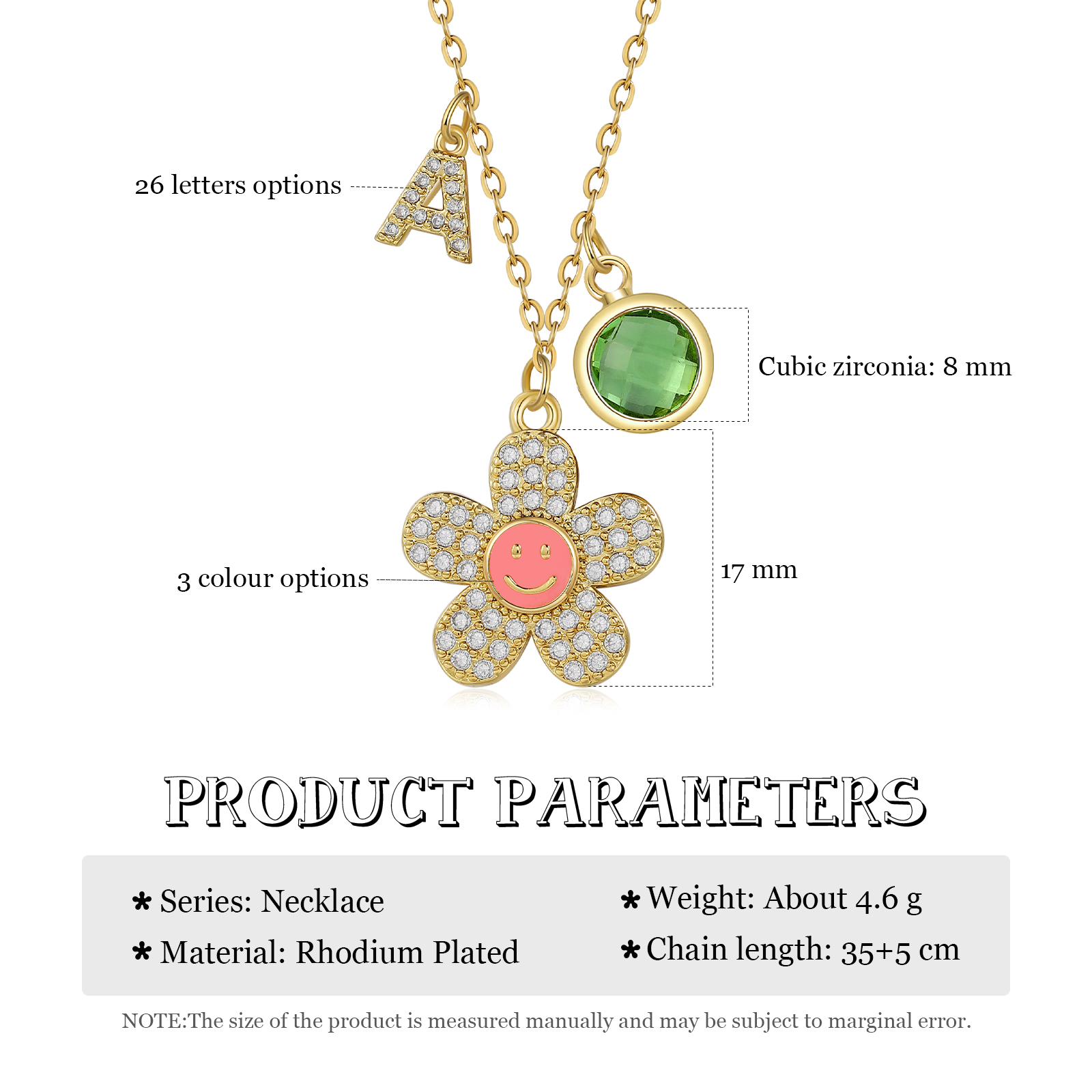 Personalised Flower Necklace Custom Birthstone and Initial Kid's Necklace-Jessemade AU