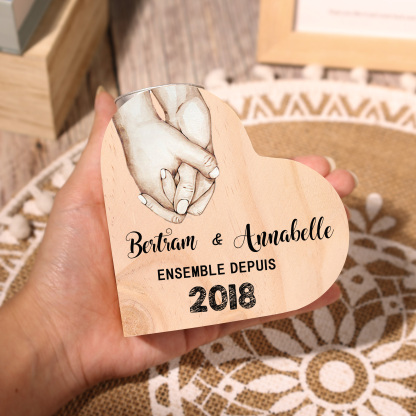 Couple Wooden Heart Candle Holder Hand Gesture Heart Promise Candlesticks-Jessemade AU